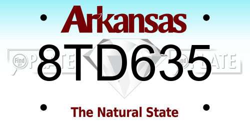 8TD635 Arkansas License Plate