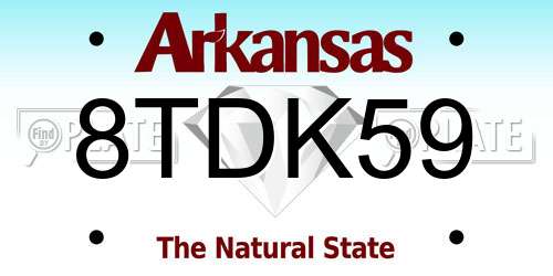 8TDK59 Arkansas License Plate