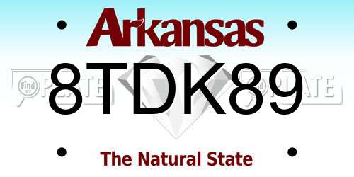 8TDK89 Arkansas License Plate