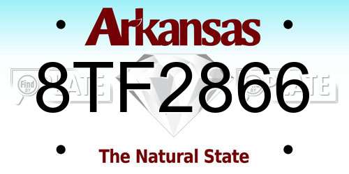 8TF2866 Arkansas License Plate