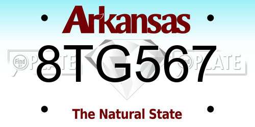8TG567 Arkansas License Plate