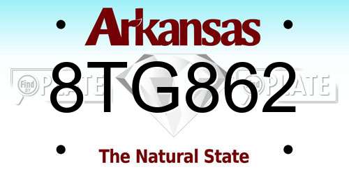 8TG862 Arkansas License Plate