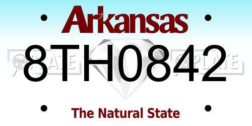 8TH0842 Arkansas License Plate