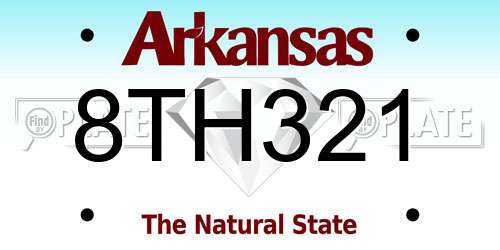 8TH321 Arkansas License Plate