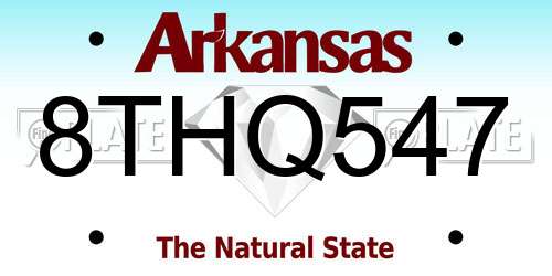 8THQ547 Arkansas License Plate