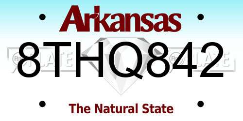 8THQ842 Arkansas License Plate