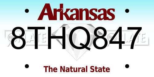 8THQ847 Arkansas License Plate