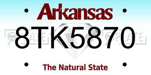 8TK5870 Arkansas License Plate