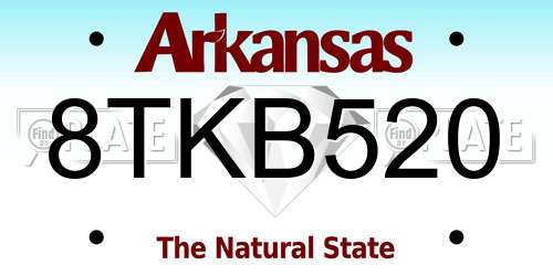 8TKB520 Arkansas License Plate