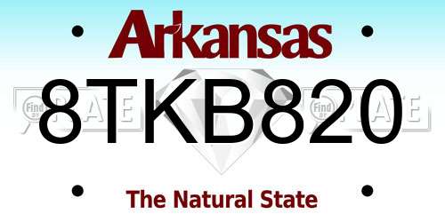 8TKB820 Arkansas License Plate