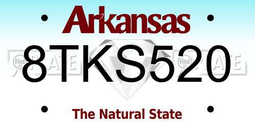 8TKS520 Arkansas License Plate