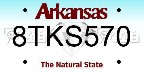 8TKS570 Arkansas License Plate
