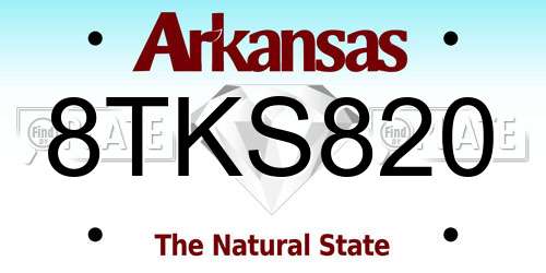 8TKS820 Arkansas License Plate