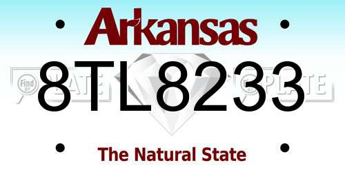 8TL8233 Arkansas License Plate