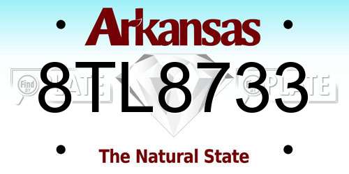 8TL8733 Arkansas License Plate