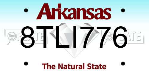 8TLI776 Arkansas License Plate
