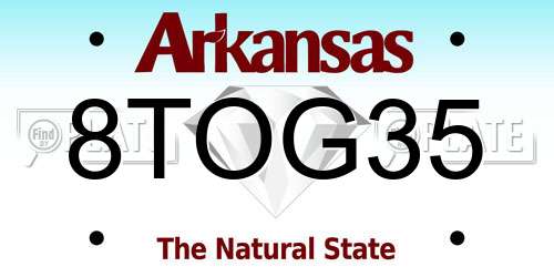 8TOG35 Arkansas License Plate