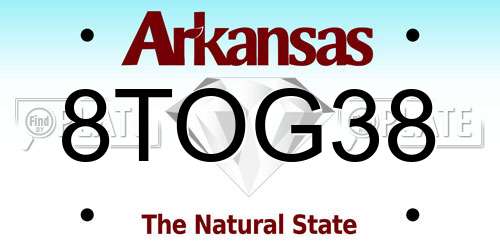 8TOG38 Arkansas License Plate