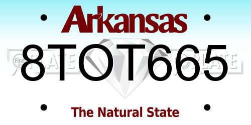 8TOT665 Arkansas License Plate