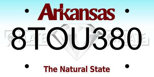 8TOU380 Arkansas License Plate
