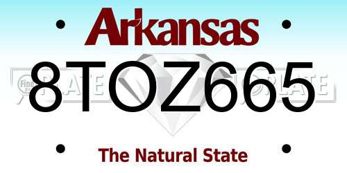 8TOZ665 Arkansas License Plate