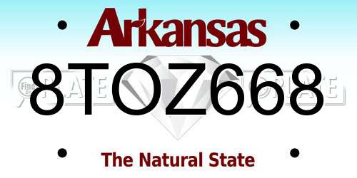 8TOZ668 Arkansas License Plate