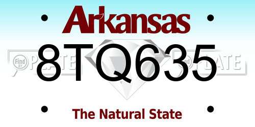 8TQ635 Arkansas License Plate