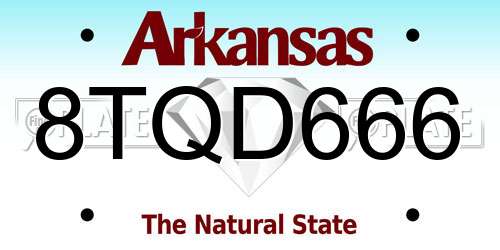8TQD666 Arkansas License Plate