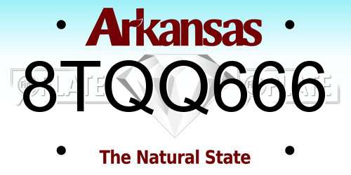 8TQQ666 Arkansas License Plate