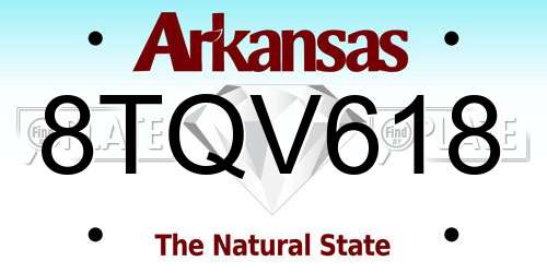 8TQV618 Arkansas License Plate