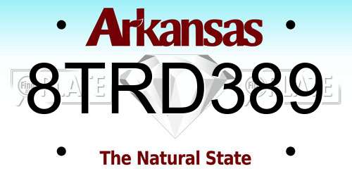 8TRD389 Arkansas License Plate