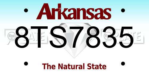 8TS7835 Arkansas License Plate