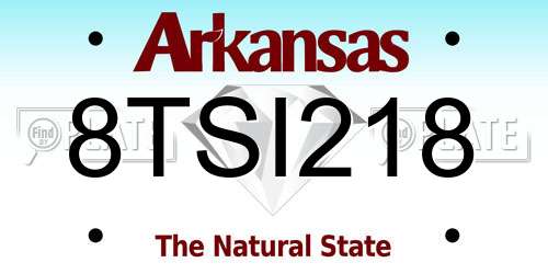 8TSI218 Arkansas License Plate