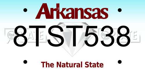 8TST538 Arkansas License Plate