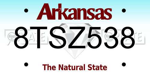 8TSZ538 Arkansas License Plate