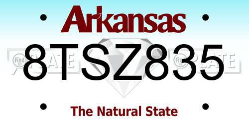 8TSZ835 Arkansas License Plate