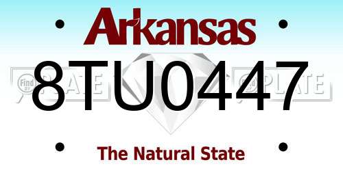 8TU0447 Arkansas License Plate