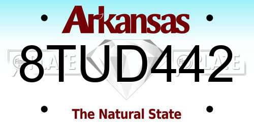 8TUD442 Arkansas License Plate