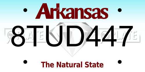 8TUD447 Arkansas License Plate