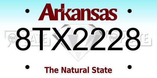 8TX2228 Arkansas License Plate
