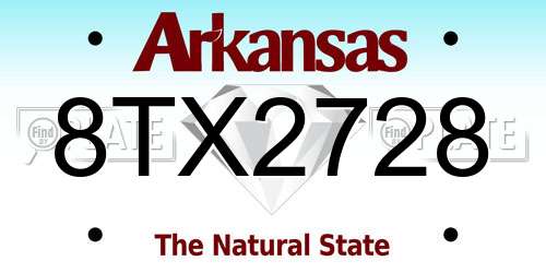 8TX2728 Arkansas License Plate