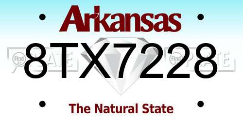 8TX7228 Arkansas License Plate