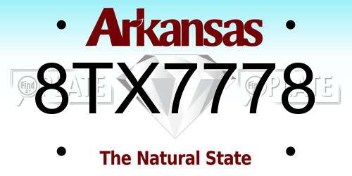 8TX7778 Arkansas License Plate