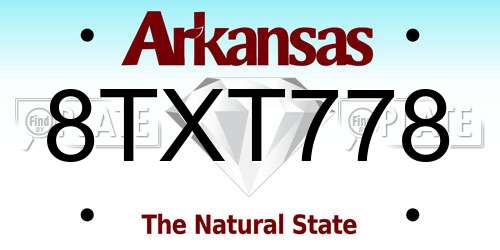 8TXT778 Arkansas License Plate