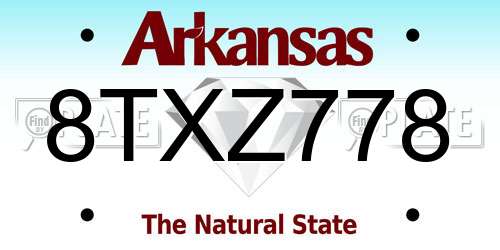 8TXZ778 Arkansas License Plate