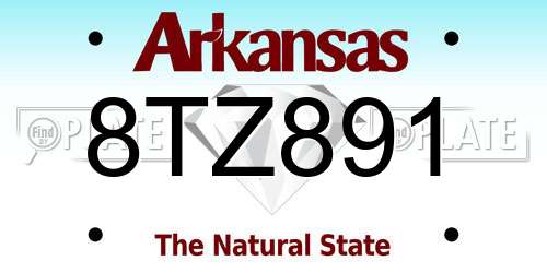 8TZ891 Arkansas License Plate