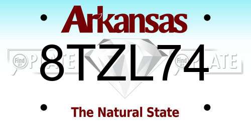 8TZL74 Arkansas License Plate