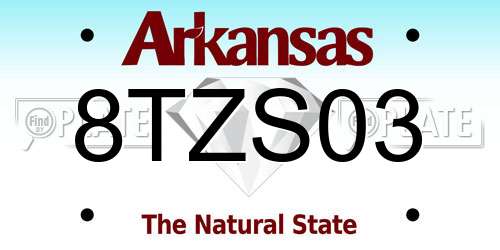 8TZS03 Arkansas License Plate