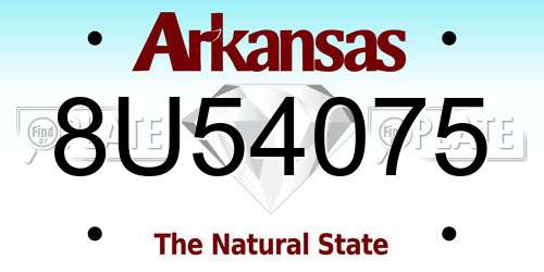 8U54075 Arkansas License Plate