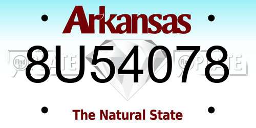 8U54078 Arkansas License Plate